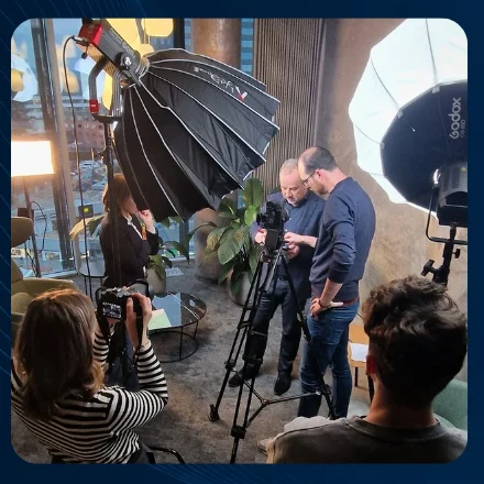 Film crew shooting a video on location